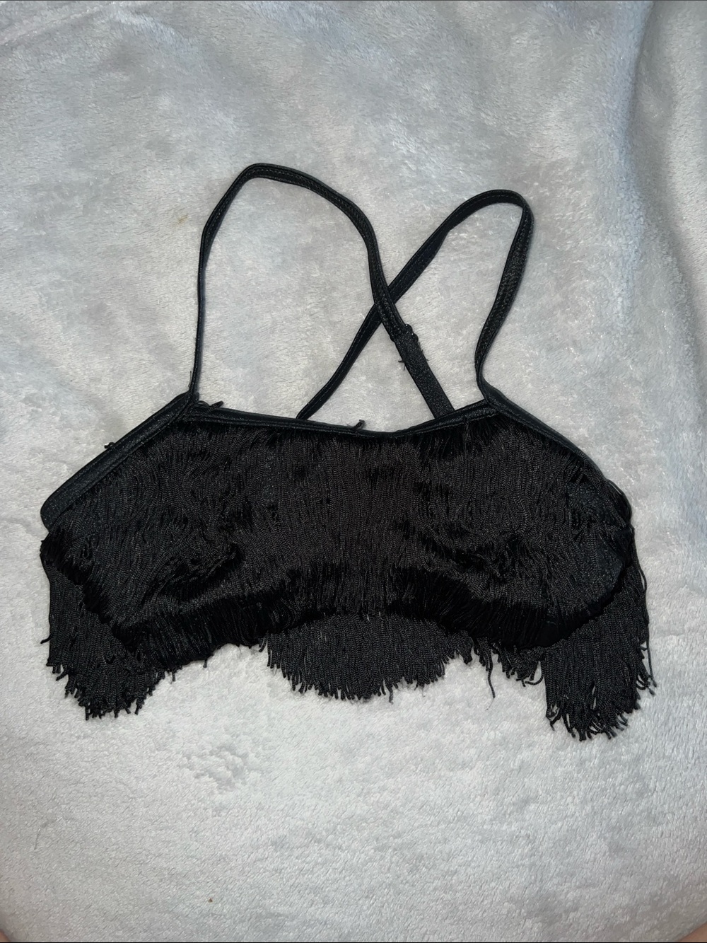 Weissman Black Fringe Dance Costume Top